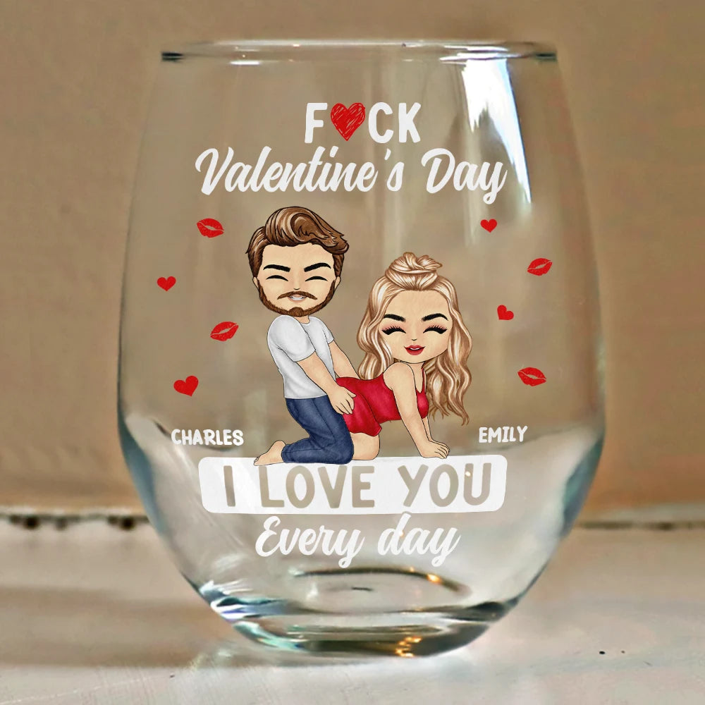 Gift For Couples,Old Couples,Gift For Husband,Gift For Wife,Gift For Boyfriend,Gift For Girlfriend,Love - Couple I Love You Every Day - Personalized Stemless Wine Glass