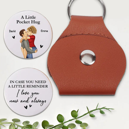 Couple I Love You Now And Always - Personalized Leather Pocket Hug