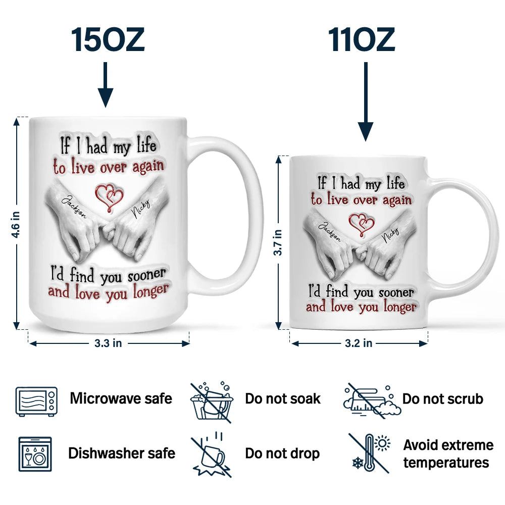 Gift For Couples, Old Couples, LGBT, Gift For Women, Gift For Men, Love - Couple I'd Find You Sooner And Love You Longer 3D Inflated Effect - Personalized Mug