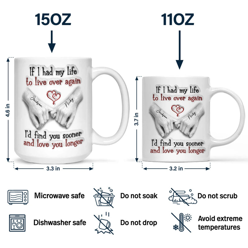 Gift For Couples, Old Couples, LGBT, Gift For Women, Gift For Men, Love - Couple I'd Find You Sooner And Love You Longer 3D Inflated Effect - Personalized Mug