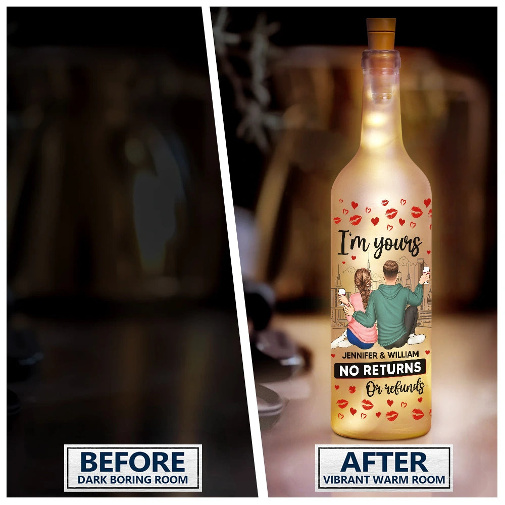 Gift For Couples,Gift For Husband,Gift For Wife,Gift For Boyfriend,Gift For Girlfriend,Happy - Couple I'm Yours No Returns Or Refunds - Personalized Bottle Light
