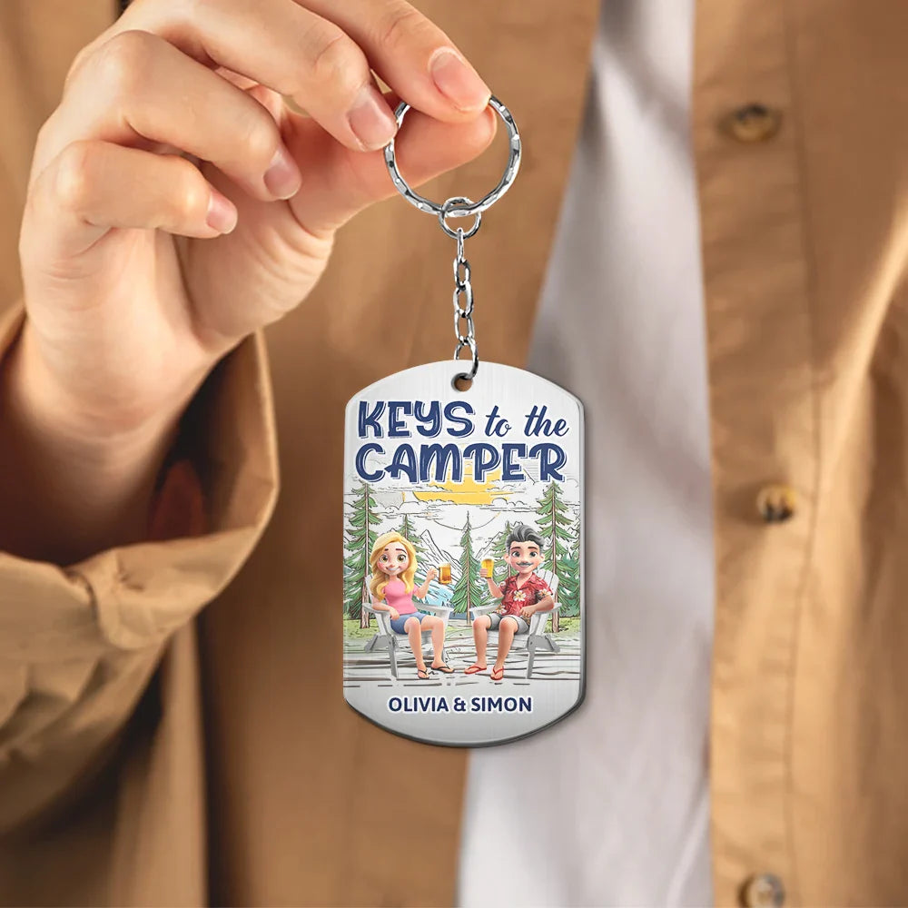 Gift For Couples,Gift For Husband,Gift For Wife,Gift For Boyfriend,Gift For Girlfriend,Lake,Summer - Couple Keys To The Lake House Beach House - Personalized Aluminum Keychain