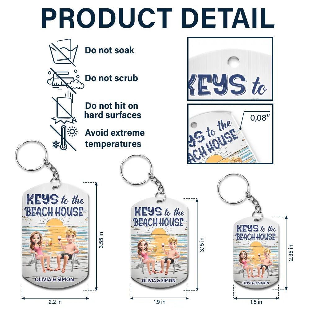 Gift For Couples,Gift For Husband,Gift For Wife,Gift For Boyfriend,Gift For Girlfriend,Lake,Summer - Couple Keys To The Lake House Beach House - Personalized Aluminum Keychain