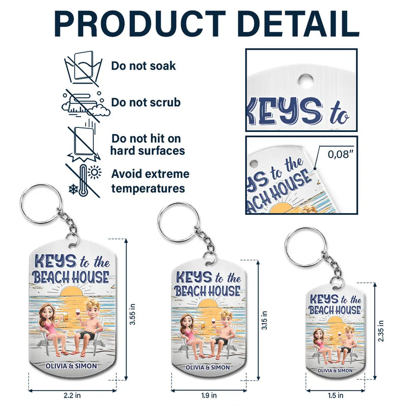 Gift For Couples,Gift For Husband,Gift For Wife,Gift For Boyfriend,Gift For Girlfriend,Lake,Summer - Couple Keys To The Lake House Beach House - Personalized Aluminum Keychain