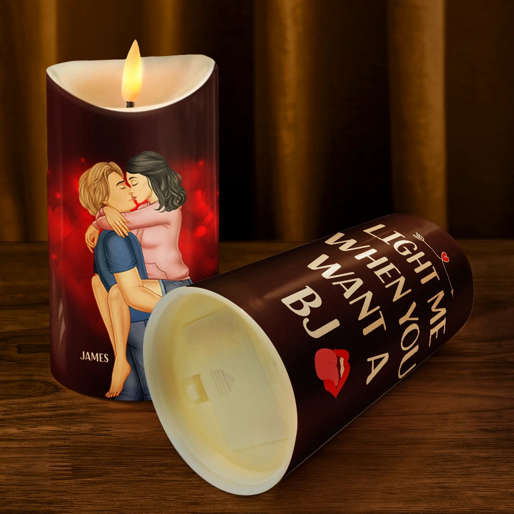 Gift For Couples, Gift For Husband, Gift For Wife, Gift For Girlfriend, Gift For Boyfriend - Couple Light This When You Want Me - Personalized Flameless LED Candle