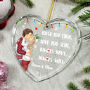 Christmas, Gift For Couples, Gift For Husband, Gift For Wife, Gift For Boyfriend, Gift For Girlfriend, Happy - Couple Loved You Then Love You Still - Personalized Heart Shaped Glass Ornament