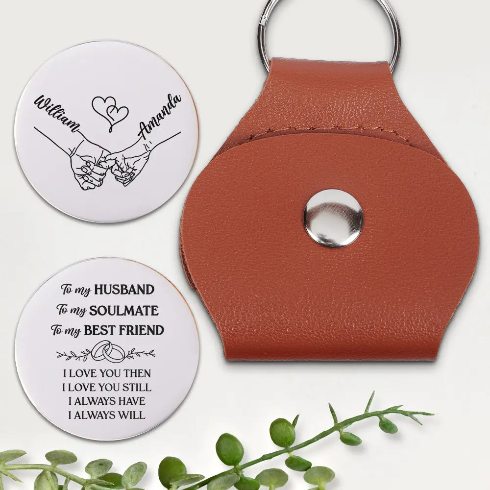 Gift For Couples,Old Couples,LGBT,Gift For Women,Gift For Men,Love,Gift For Wife,Gift For Husband,Gift For Boyfriend,Gift For Girlfriend,Top Market - Couple My Husband Soulmate Best Friend - Personalized Leather Pocket Hug