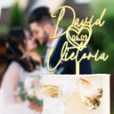 Wedding Anniversary, Gift For Couples, Gift For Husband, Gift For Wife, Gift For Boyfriend, Gift For Girlfriend, Happy - Couple Name With Heart Anniversary Wedding Date - Personalized Cake Topper