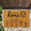 Gift For Grandpa,Gift For Grandma,Gift For Grandparents,Parents,Happy,Family - Couple Parents Home With Kid And Pet - Personalized Doormat