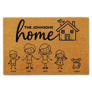 Gift For Grandpa,Gift For Grandma,Gift For Grandparents,Parents,Happy,Family - Couple Parents Home With Kid And Pet - Personalized Doormat