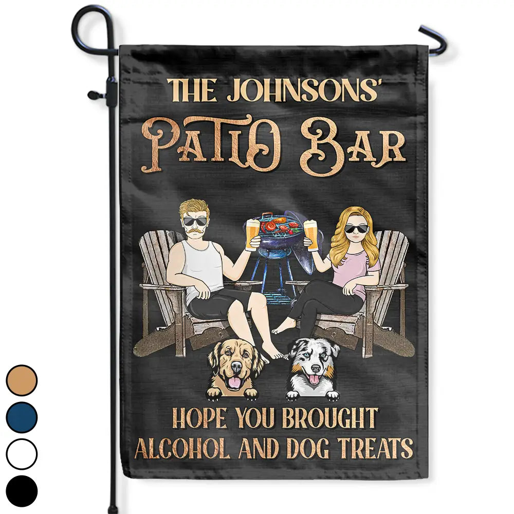 Gift For Couples,Gift For Husband,Gift For Boyfriend,Gift For Wife,Gift For Girlfriend,Pet Couple,Poolside,Happy - Couple Pool & Patio Bar Hope You Brought Alcohol & Dog Treats - Personalized Flag