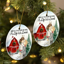 Christmas, Gift For Couples, Gift For Husband, Gift For Wife, Gift For Boyfriend, Happy - Couple Red Barn You & Me We Got This - Personalized Circle Ceramic Ornament