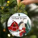 Christmas, Gift For Couples, Gift For Husband, Gift For Wife, Gift For Boyfriend, Happy - Couple Red Barn You & Me We Got This - Personalized Circle Ceramic Ornament