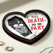 Gift For Couples,Love - Couple Romance Till Death Do Us Part - Personalized 2-Layered Wooden Ring Dish