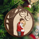 Gift For Couples,Gift For Husband,Gift For Wife,Gift For Boyfriend,Gift For Girlfriend,Happy - Couple Side View Kissing Under Tree - Personalized 2-Layered Wooden Ornament