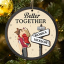 Gift For Couples,Gift For Husband,Gift For Wife,Gift For Boyfriend,Gift For Girlfriend,Christmas,Happy - Couple Street Sign God Gave Me You Better Together - Personalized 2-Layered Wooden Ornament