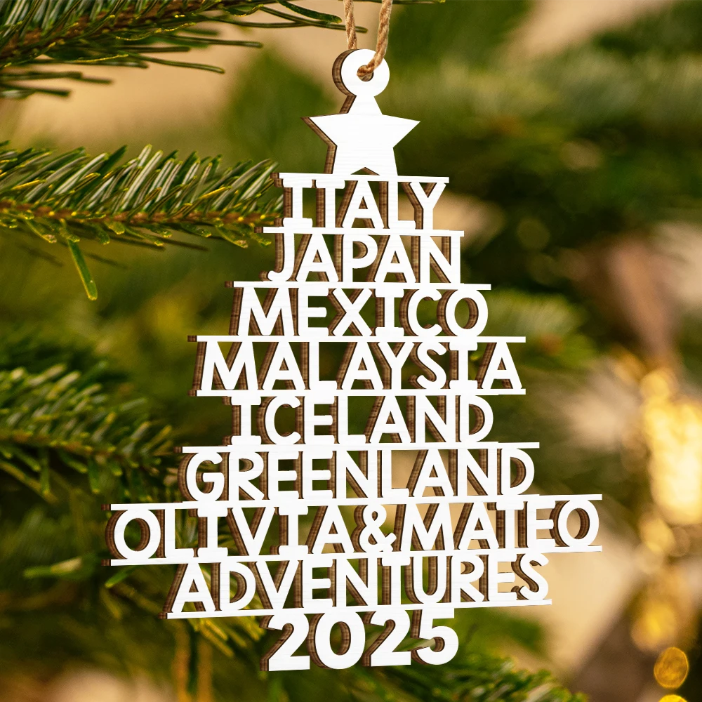 Christmas,Travel,Gift For Couples,Happy - Couple Travel Goal Adventures Of The Year - Personalized Custom Shaped Wooden Ornament
