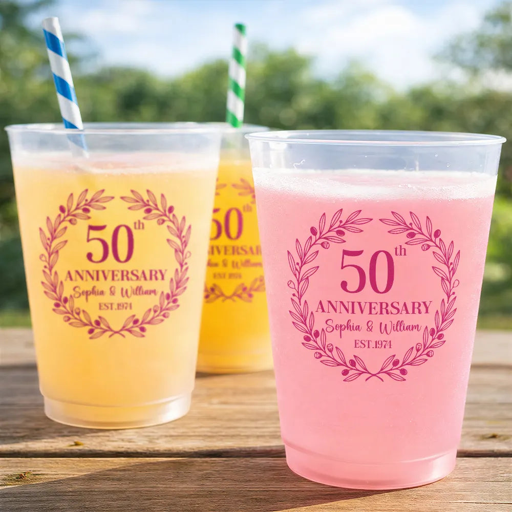 Romantic,Gift For Couples,Custom Text - Couple Wedding Anniversary Party - Personalized Frosted Cups