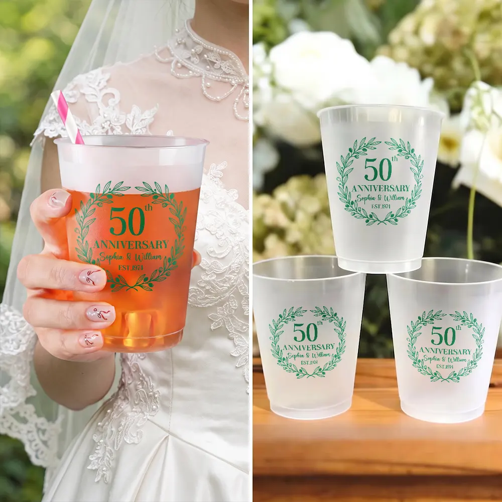 Romantic,Gift For Couples,Custom Text - Couple Wedding Anniversary Party - Personalized Frosted Cups