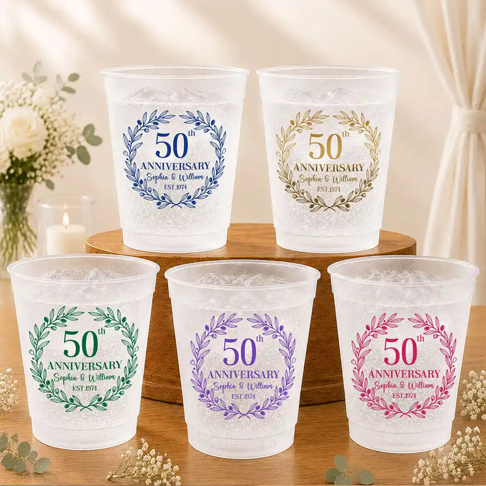 Romantic,Gift For Couples,Custom Text - Couple Wedding Anniversary Party - Personalized Frosted Cups