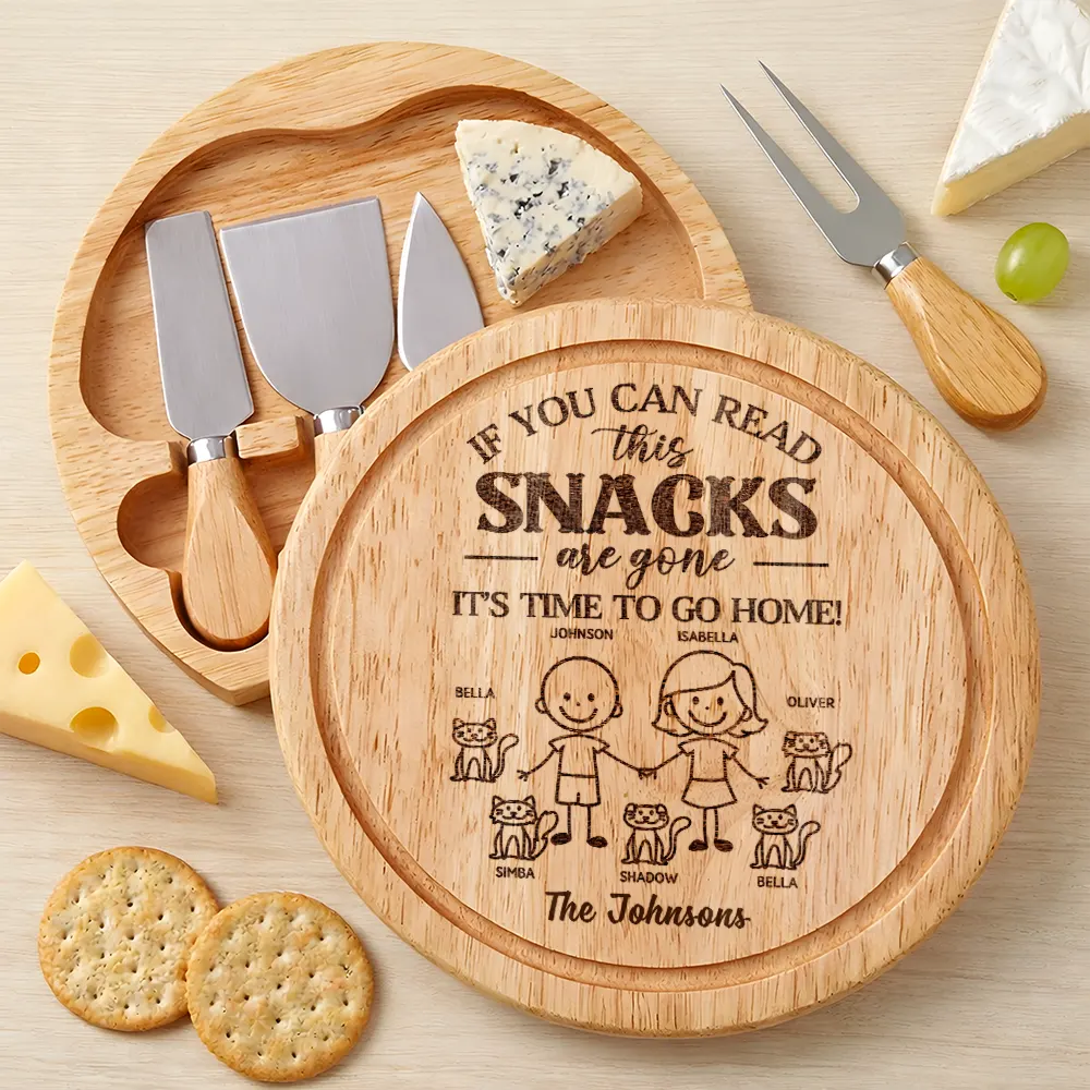Gift For Couples,Pet Couple,Funny - Couple With Pet Charcuterie If You Can Read This - Personalized Cheese Board Set