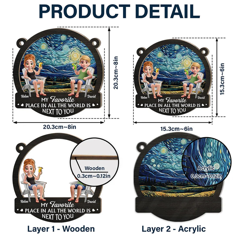 Gift For Couples,Gift For Husband,Gift For Wife,Gift For Boyfriend,Gift For Girlfriend,Happy - Couple You And Me We Got This Beach Lake Campsite View - Personalized Window Hanging Suncatcher Ornament