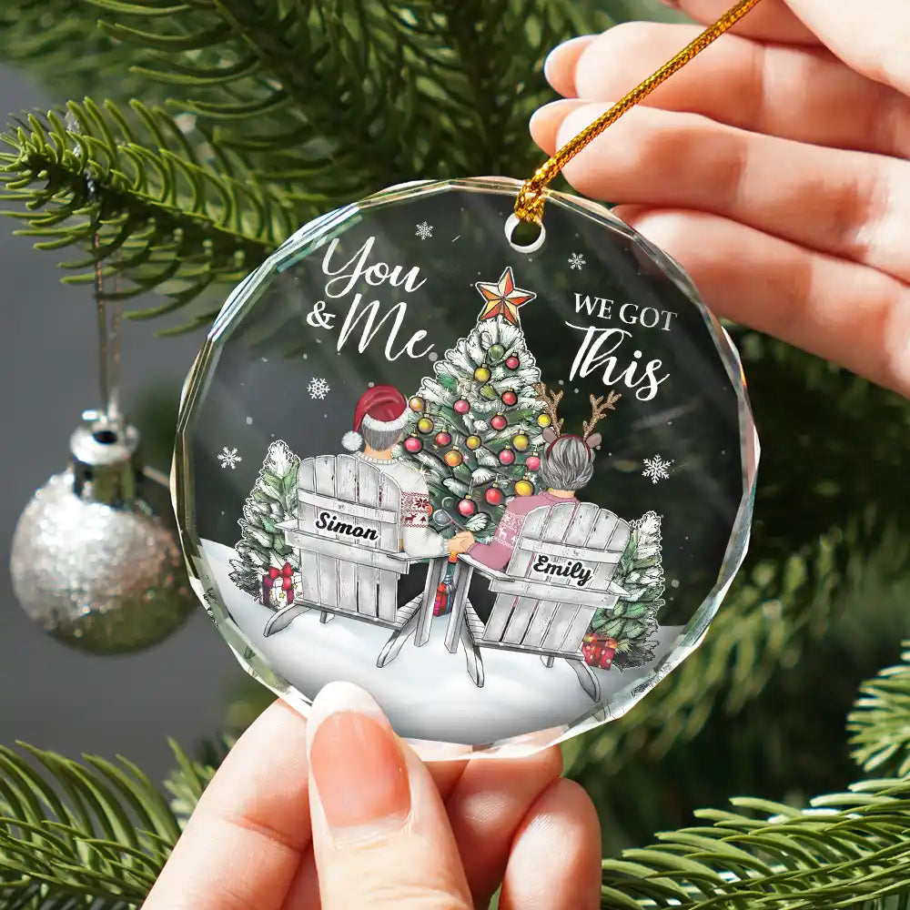 Christmas, Gift For Couples, Gift For Husband, Gift For Wife, Gift For Boyfriend, Gift For Girlfriend, Happy - Couple You Will Forever Be My Always - Personalized Circle Glass Ornament