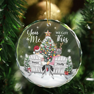 Christmas, Gift For Couples, Gift For Husband, Gift For Wife, Gift For Boyfriend, Gift For Girlfriend, Happy - Couple You Will Forever Be My Always - Personalized Circle Glass Ornament