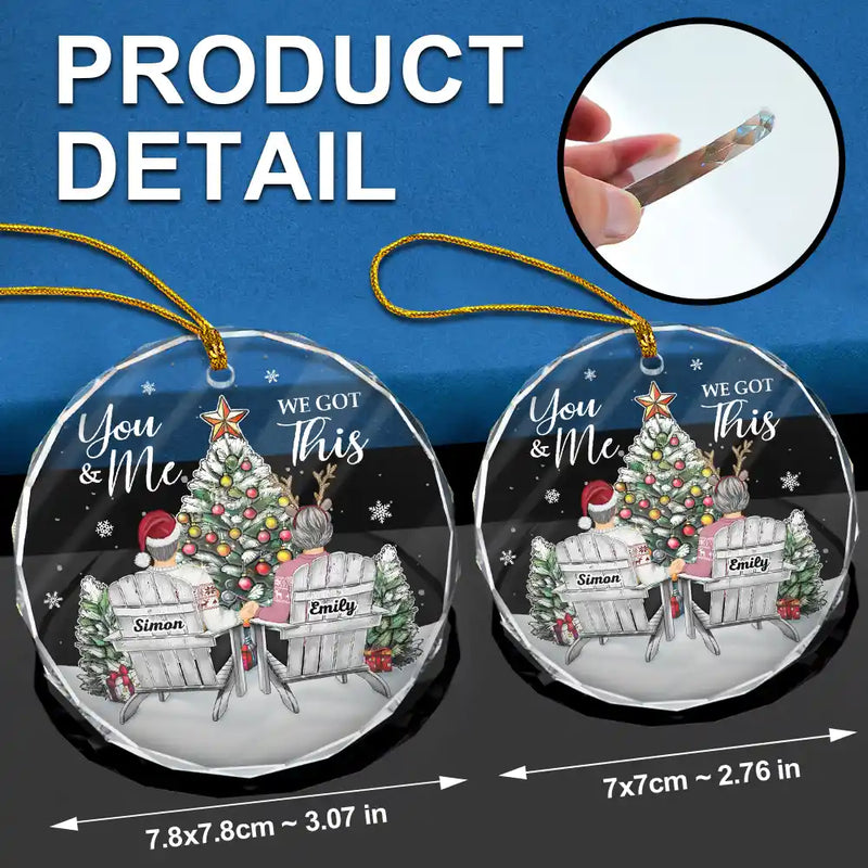 Christmas, Gift For Couples, Gift For Husband, Gift For Wife, Gift For Boyfriend, Gift For Girlfriend, Happy - Couple You Will Forever Be My Always - Personalized Circle Glass Ornament