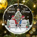 Christmas, Gift For Couples, Gift For Husband, Gift For Wife, Gift For Boyfriend, Gift For Girlfriend, Happy - Couple You Will Forever Be My Always - Personalized Circle Glass Ornament