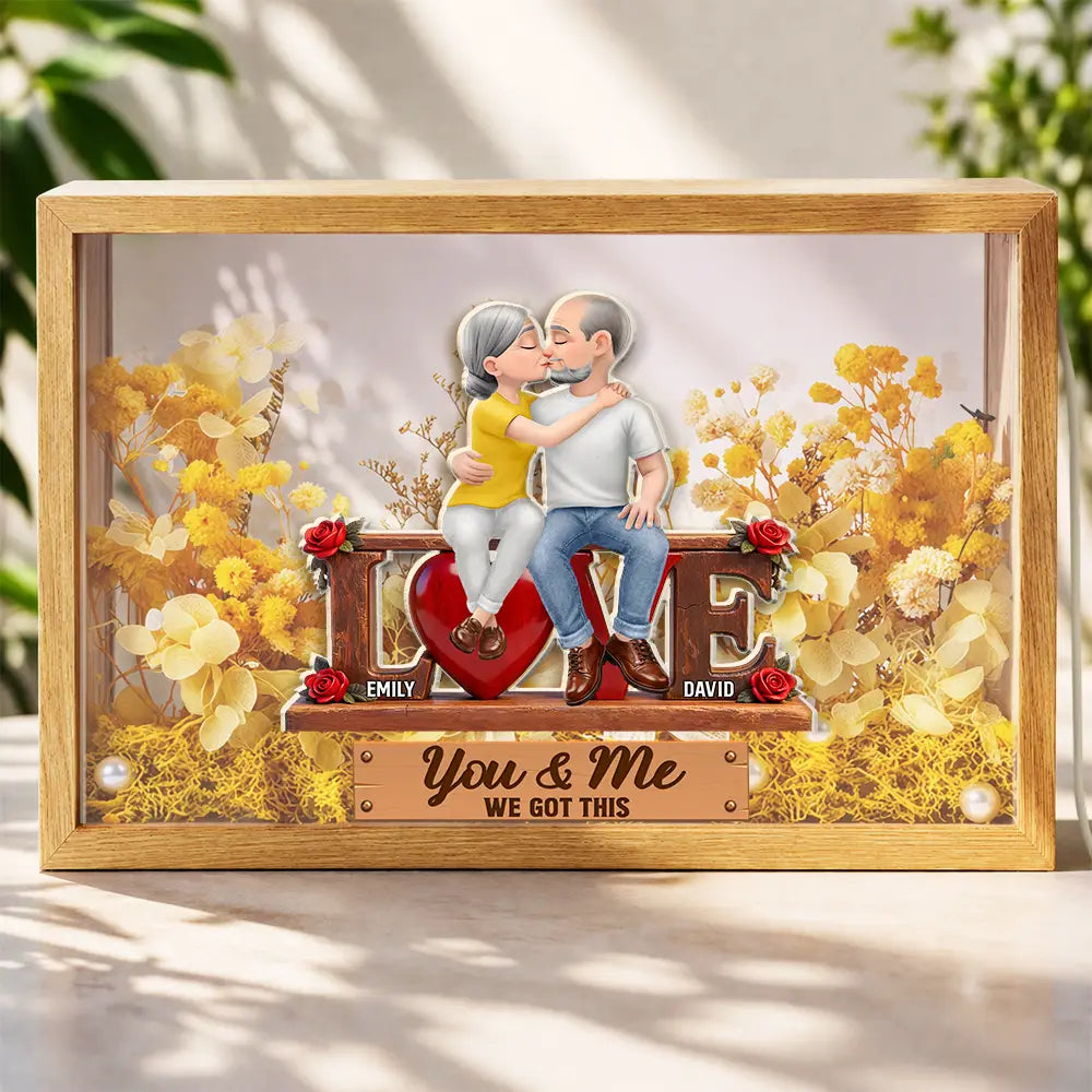 Love,Old Couples,Gift For Husband,Gift For Wife,Gift For Boyfriend,Gift For Girlfriend,Gift For Couples - Couple You & Me We Got This - Personalized Flower Light Box