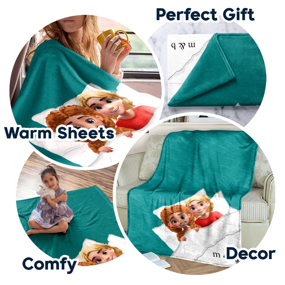 Gift For Couples,Gift For Husband,Gift For Wife,Gift For Boyfriend,Gift For Girlfriend,Happy - Couple & Pet Blanket, Minimal Monogram - Personalized Fleece Blanket, Sherpa Blanket