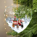 Gift For Couples,Pet Couple,Pet Lovers,Christmas,Happy - Couple & Pets Christmas - Personalized Heart Shaped Glass Ornament