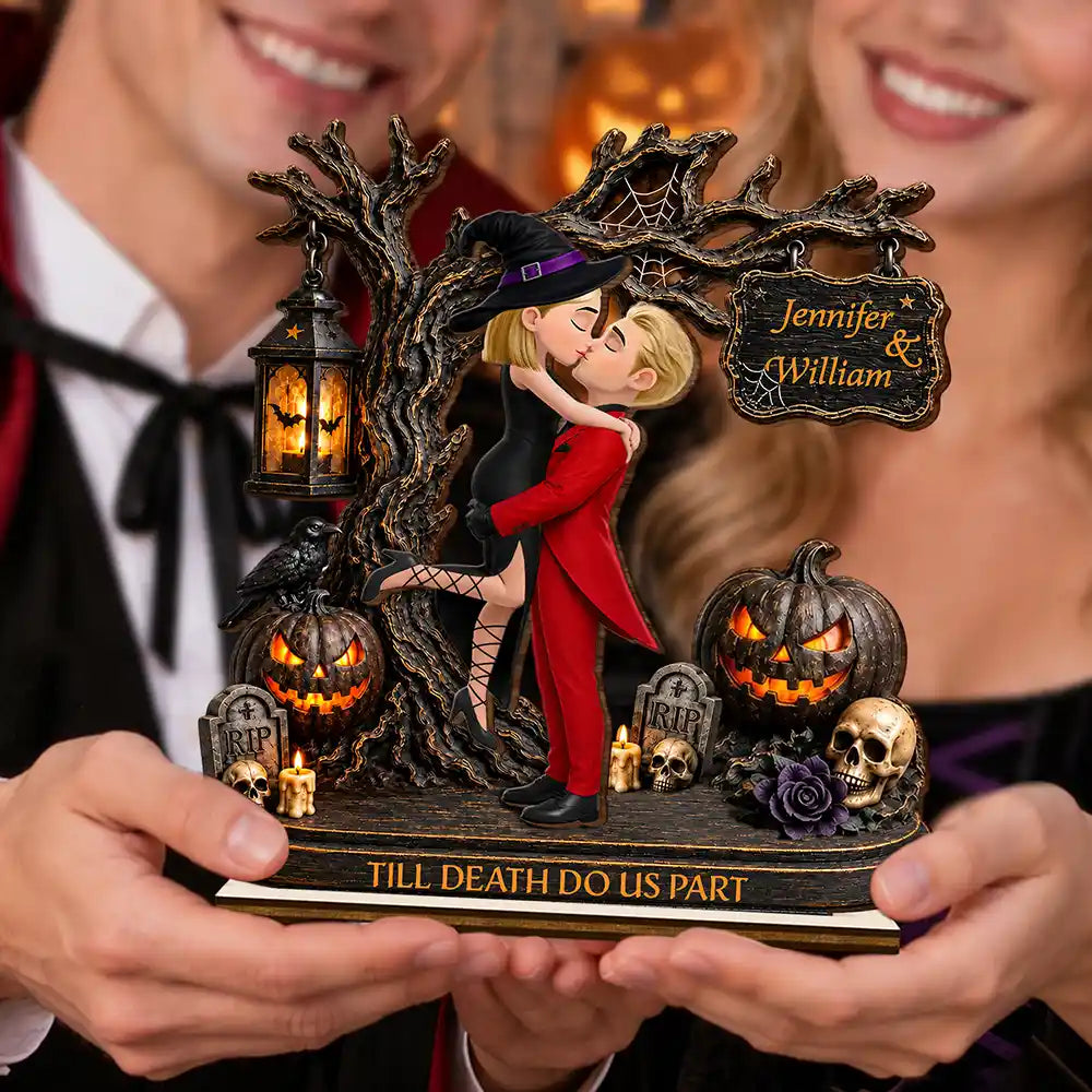 Couple Till Death Do Us Part - Personalized Custom Shaped Wooden Plaque
