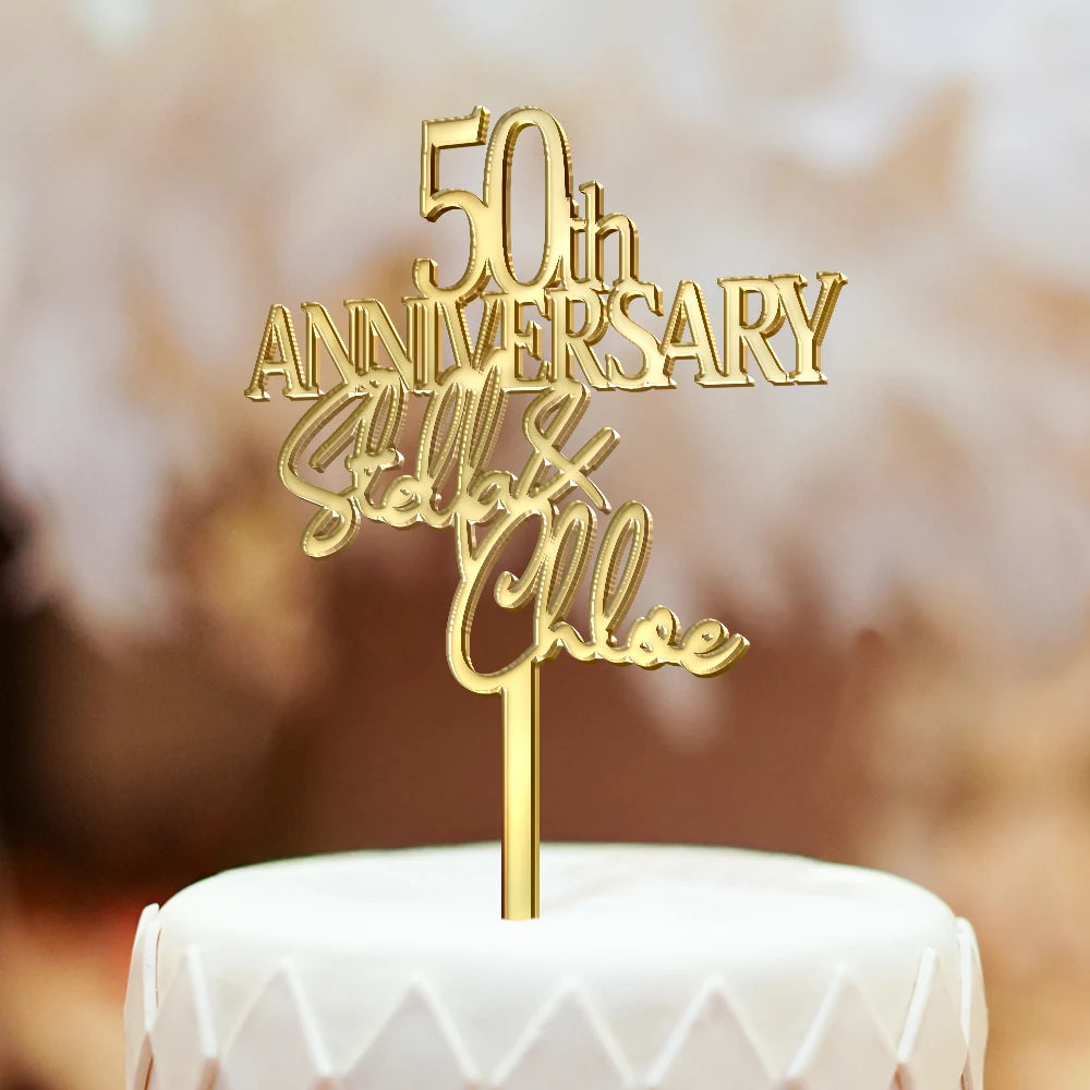 Wedding Anniversary,Married Couple,Romantic,Gift For Couples,Custom Text - Couples Anniversary - Personalized Cake Topper