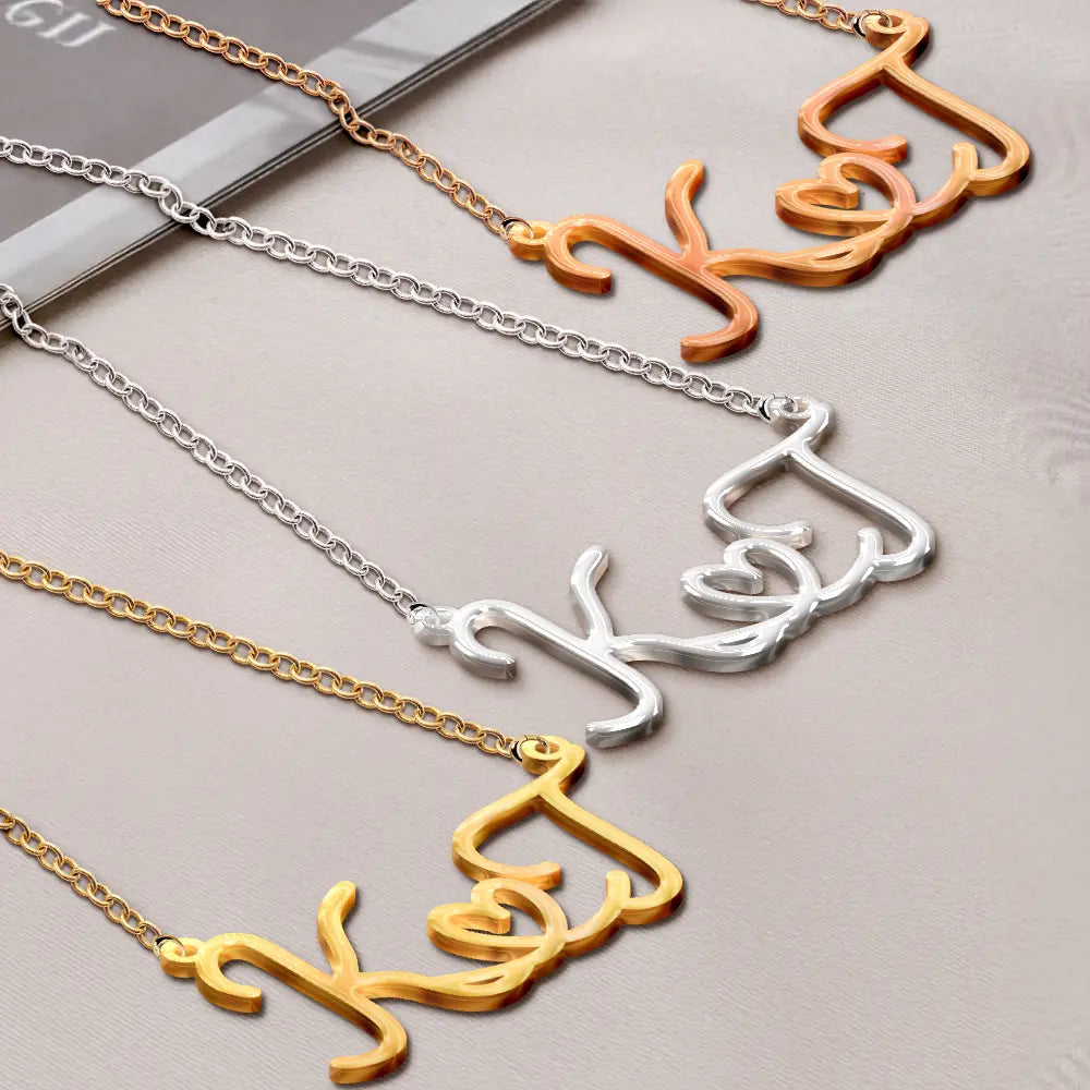 Gift For Couples,Love,Gift For Bestie - Couples Best Friends Initials Sign Name - Personalized Letter Necklace