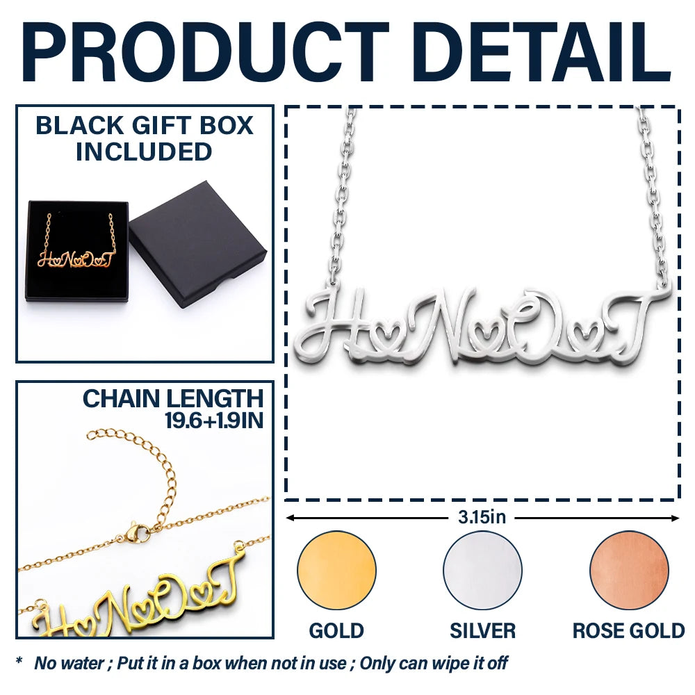 Gift For Couples,Love,Gift For Bestie - Couples Best Friends Initials Sign Name - Personalized Letter Necklace