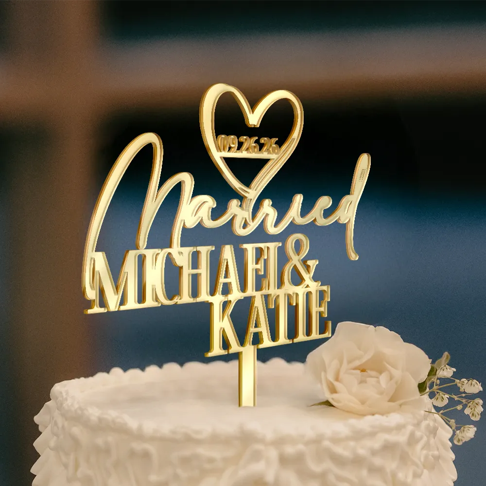 Engaged Couple,Romantic,Gift For Couples,Wedding,Custom Text - Couples Engaged Married - Personalized Cake Topper