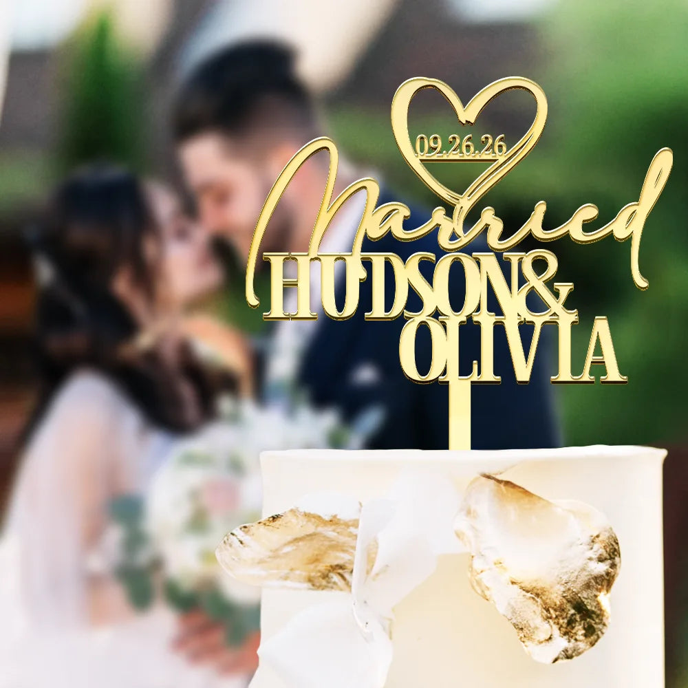 Engaged Couple,Romantic,Gift For Couples,Wedding,Custom Text - Couples Engaged Married - Personalized Cake Topper