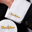 Gift For Men,Romantic,Gift For Yourself,Wedding,Custom Text - Couples Initials Heart Sign Name - Personalized Cufflinks