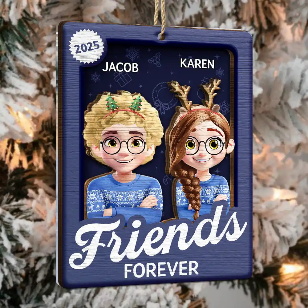 Gift For Sibling, Cousin, Happy, Christmas - Cousins Sibling Forever Toy Box 3D Effect Family - Personalized 2-Layered Mix Ornament