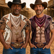 Humorous,Gift For Men,Gift For Yourself,Icon Cowboy Man Hairy Six Pack Body - Personalized Full Print T Shirt