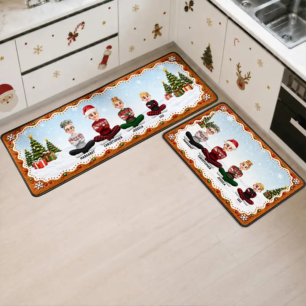 Sentimental,Christmas,Family,Vector - Cozy Family Christmas Gathering - Personalized Runner Rug