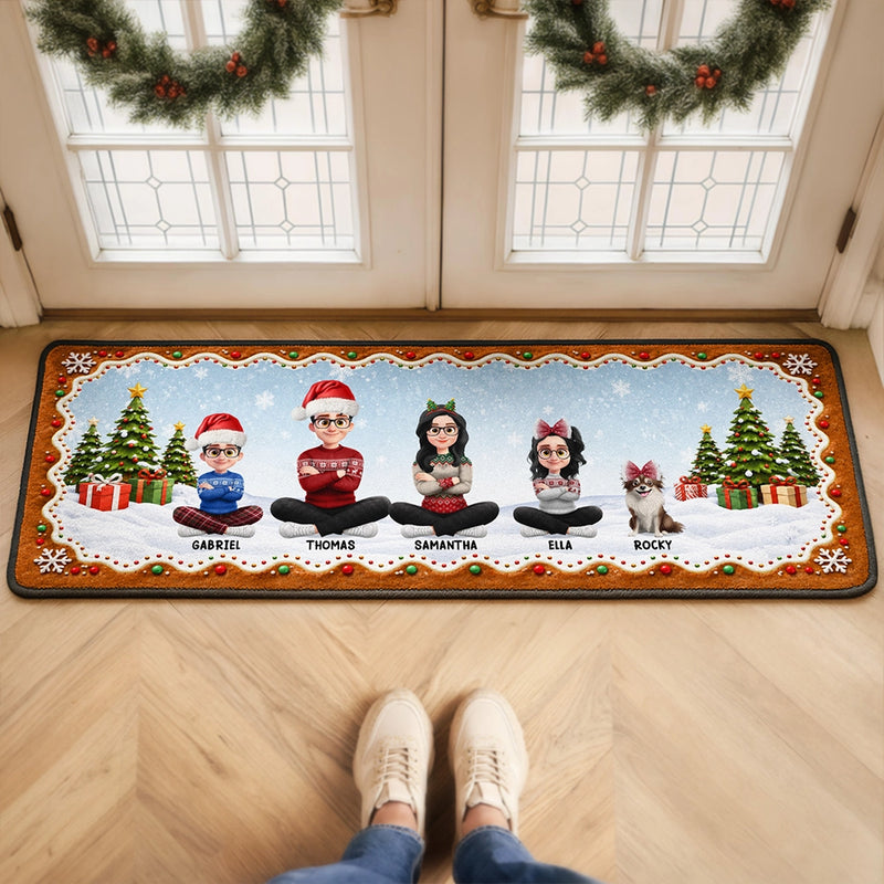 Sentimental,Christmas,Family,Vector - Cozy Family Christmas Gathering - Personalized Runner Rug