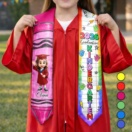 Crayon Graduation 3D Effect Kid - Personalized Kid Graduation Stole