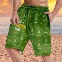 Gift For Father,Gift For Grandpa,Summer,Non-Eng,Icon,Adorable - Crayon Kids Doodle Child Drawing Best Dad Grandpa Ever - Personalized Unisex Beach Shorts