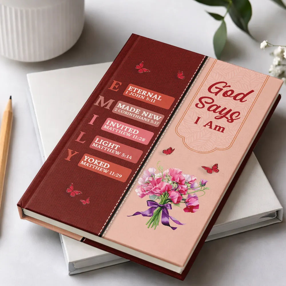 Gift For Wife,Gift For Girlfriend,Gift For Yourself,Gift For Women,Gift For Aunt,Gift For Mother,Gift For Grandma,Gift For Daughter,Gift For Sisters,Gift For Bestie,Happy,Christian,Icon - Created With A Purpose Birth Month Flower - Personalized Hardcover Journal