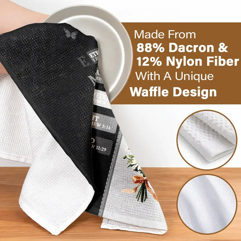 Gift For Wife,Gift For Girlfriend,Gift For Yourself,Gift For Women,Gift For Aunt,Gift For Mother,Gift For Grandma,Gift For Daughter,Gift For Sisters,Gift For Bestie,Happy,Christian,Icon-Created With A Purpose Birth Month Flower - Personalized Kitchen Towel