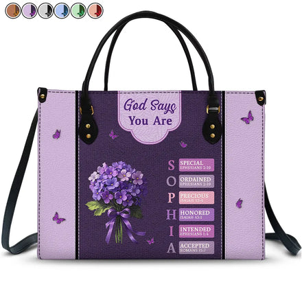 Created With A Purpose Birth Month Flower - Personalized Leather Bag
