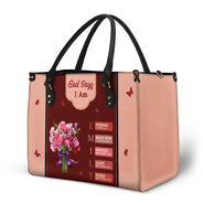 Gift For Wife,Gift For Girlfriend,Gift For Yourself,Gift For Women,Gift For Aunt,Gift For Mother,Gift For Grandma,Gift For Daughter,Gift For Sisters,Gift For Bestie,Happy,Christian - Created With A Purpose Birth Month Flower - Personalized Leather Bag